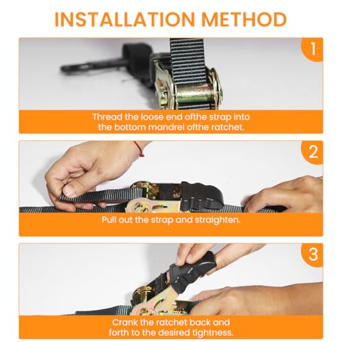 STHIRA Ratchet Tie Down Straps Set 1600lbs Loading Cargo Shipping Ratchet Strap with 2pcs Ratchet Belts, 2 Roll of 8.7 Yards Safety S-Hook Straps, 4 Loop-end Straps, 1 Storage Bag STHIRA Ratchet Tie Down Straps Set 1600lbs Loading Cargo Shipping Ratchet Strap with 2pcs Ratchet Belts, 2 Roll of 8.7 Yards Safety S-Hook Straps, 4 Loop-end Straps, 1 Storage Bag
